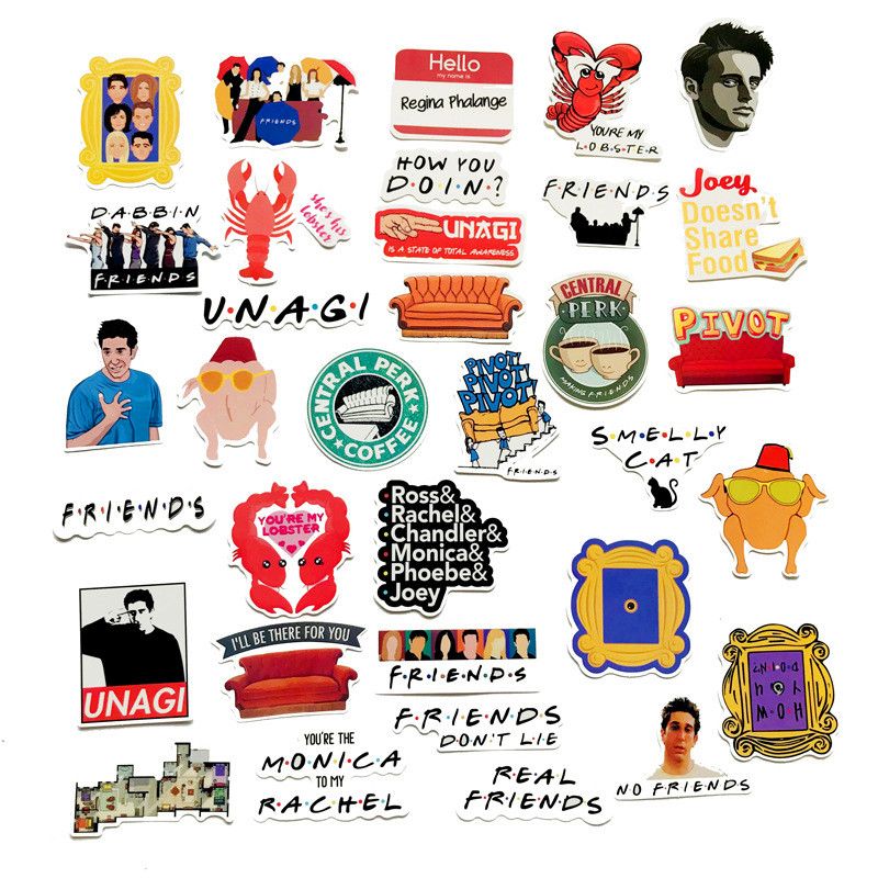 34 Pcs . Drama Friends Funny Cartoon Series Stickers For Notebook PC Skateboard Bicycle Car Moto DIY Waterproof Toy Sticker 34 Pcs . Drama Friends Funny Cartoon Series Stickers For Notebook PC Skateboard Bicycle Car Moto DIY Waterproof Toy Sticker