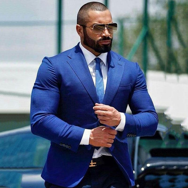 Compra Slim Fit Azul Real De Los Trajes De Hombre De Negocios Novio  Esmoquin Dos Botones De Los Padrinos De Atuendos Informal De Vestuario  Homme Terno Masculino Barato | Entrega Rápida Y