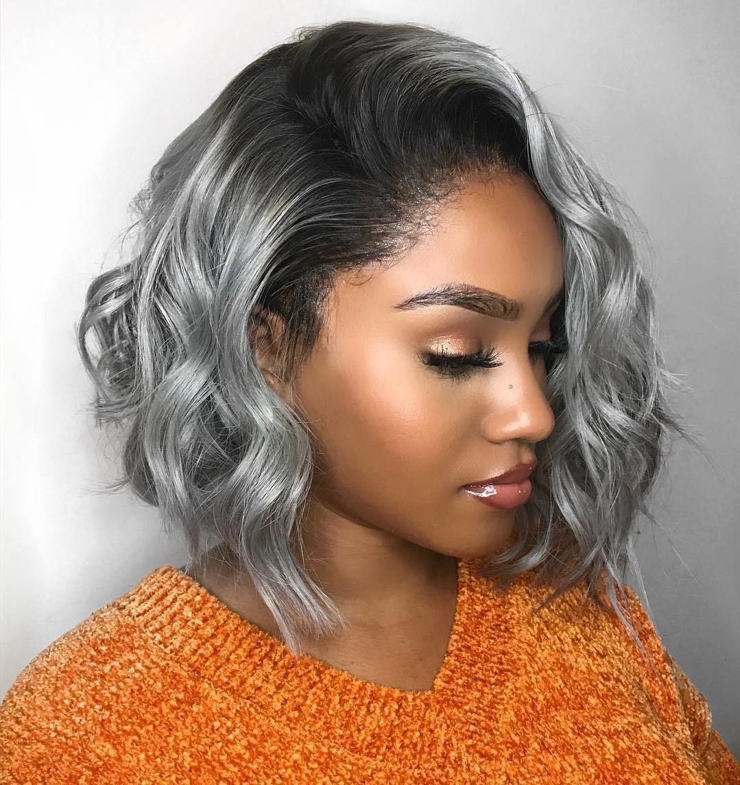 Grosshandel Ombre Graue Kurze Menschenhaar Bob Perucke 1b Graue Gewellte Spitze Vordere Menschliche Haarperucken Mit Dem Babyhaar Stumpfen Bob Remy Von