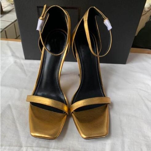Trivial cantidad de ventas dentro Zapatos de tacón alto de oro del diseñador de moda 2019 para damas, tacón  único, sandalias