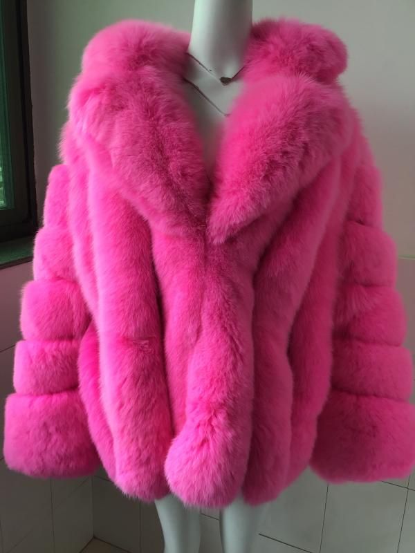 plus size pink fur jacket