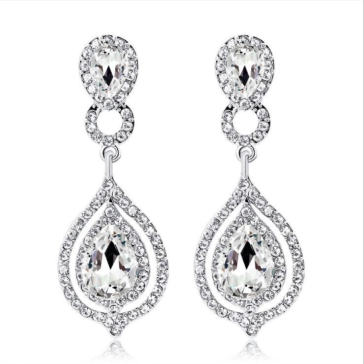 1 Par De Pendientes De Cristal De Diamante De Mujer Nuevos 1 Par De Pendientes De Cristal De Diamante De Mujer Nuevos