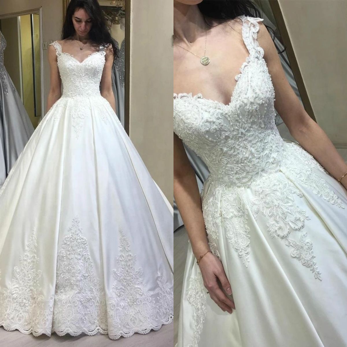 satin and lace bridal