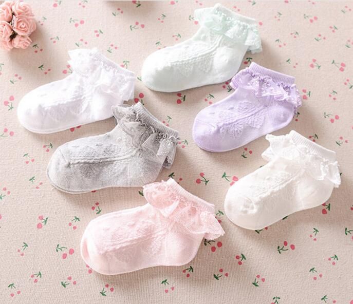 2 Pairs Women Girls High Knee Socks with Ruffle Flower Lace White Black Socks Lace Socks