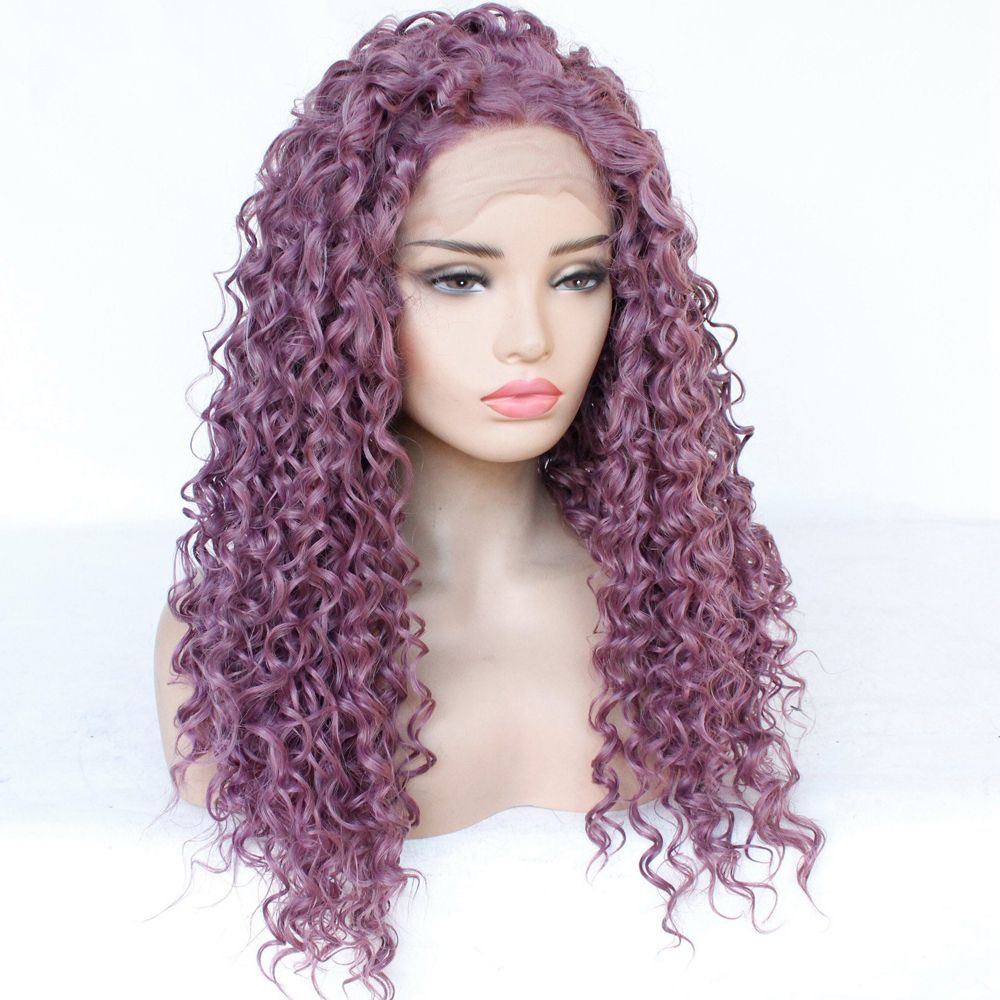 Sauce Purple Afro Curly Wig Natural Hairline Synthetic Lace Front