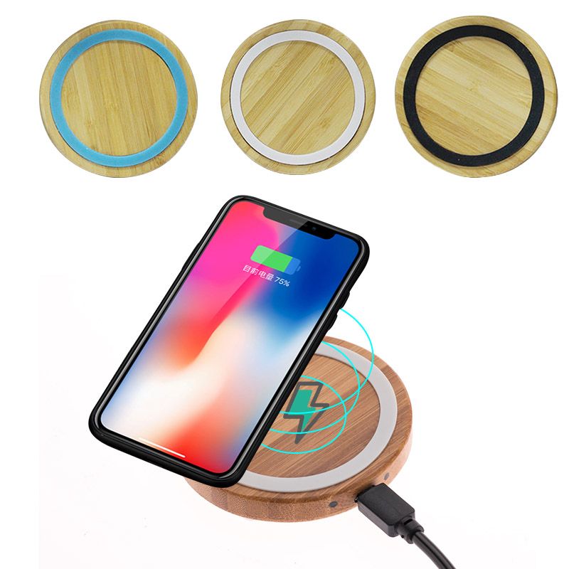2021 Bamboo Wood Wireless Charger Pad 10W Qi Fast Charging Pads For
