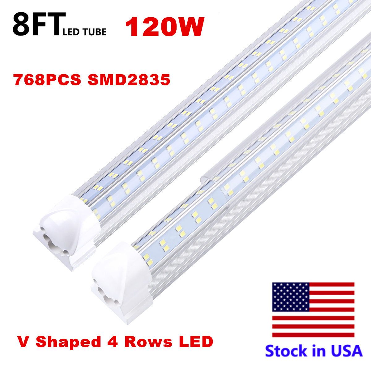 8FT 120W V 4 Rows Clear Cover