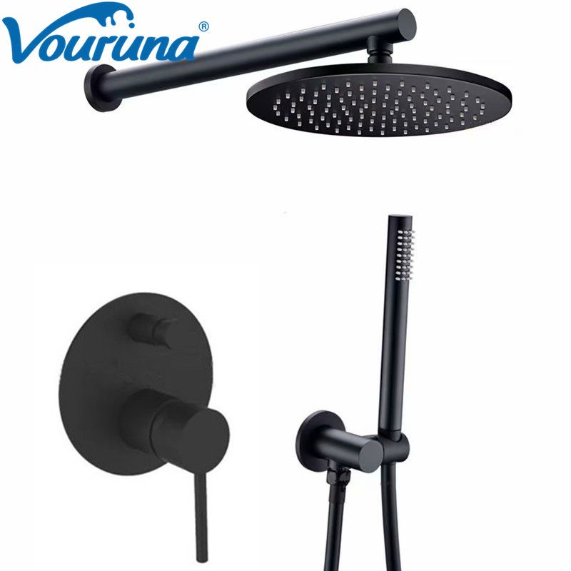 2020 Vouruna Matte Black Shower Set Bathroom In Wall Mounted