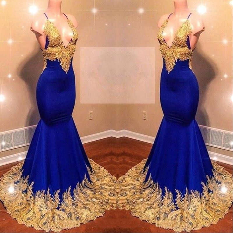 royal blue and yellow prom dress