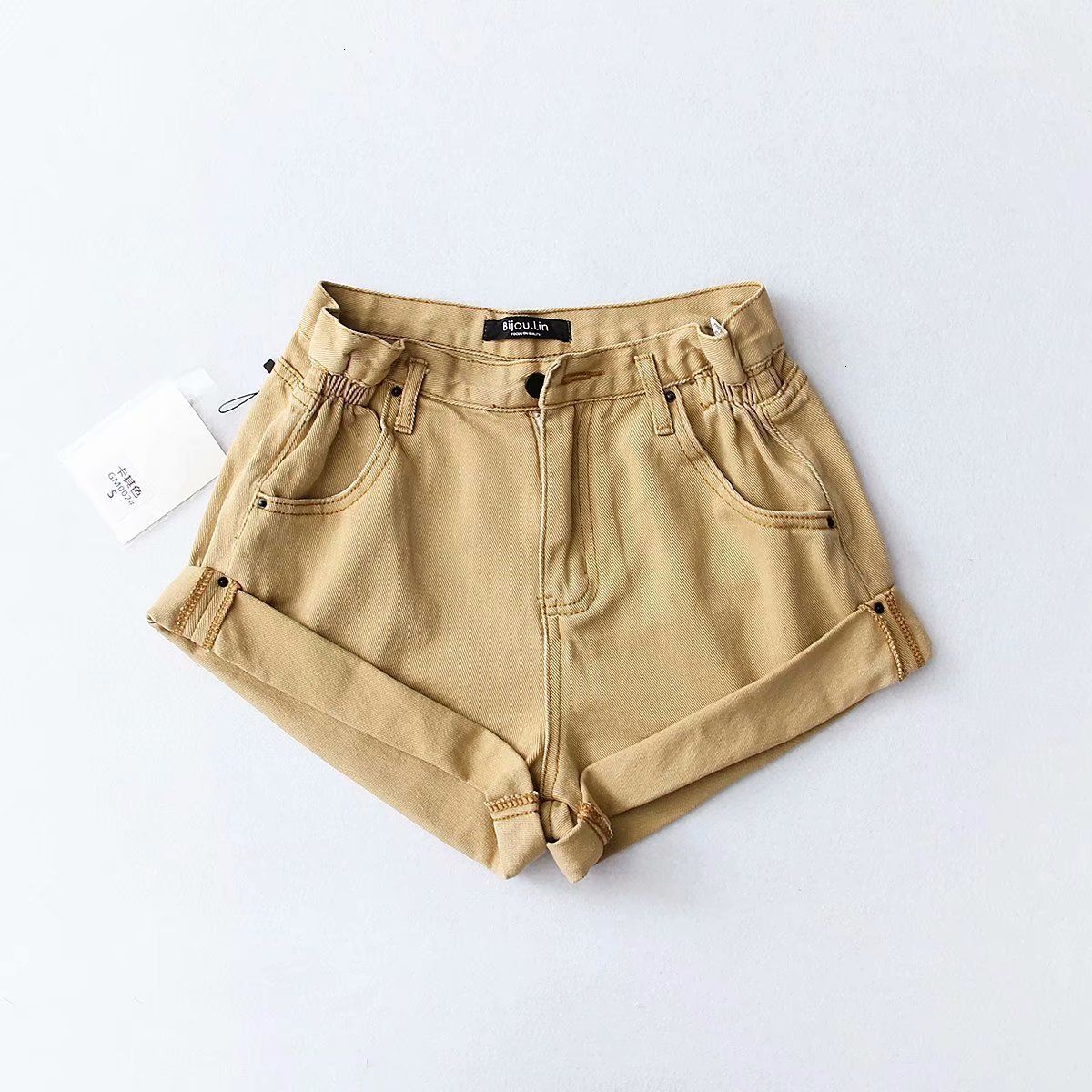 khaki denim shorts womens