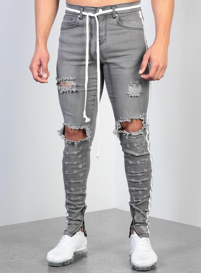 2019 Mens Ripped Ribbon Grey Skinny Jeans Fashion Designer Hi Street Distressed Denim Joggers Knee Holes Washed Destroyed Slim Fit Pants L0023 From 2019 Mens Ripped Ribbon Grey Skinny Jeans Fashion Designer Hi Street Distressed Denim Joggers Knee Holes Washed Destroyed Slim Fit Pants L0023 From