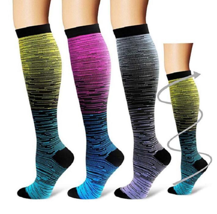 Gradient Compression Socks Basketball Sock Long Knee Athletic