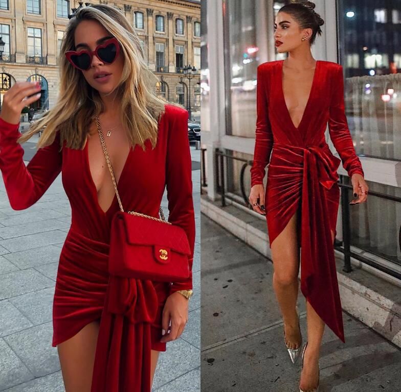 velvet wrapped irregular mini dress