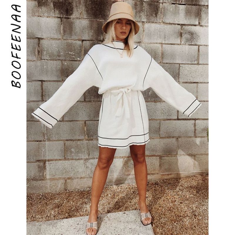 white oversized sweater dress