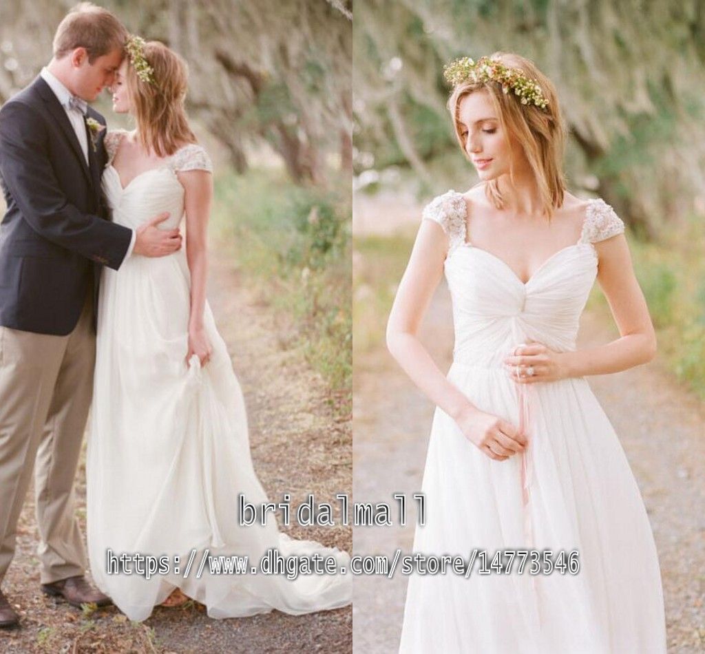 Discount Romantic 2020 A Line Simple Country Wedding Dress Short