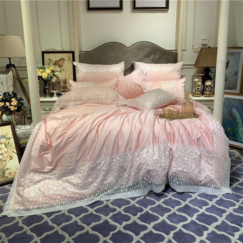 Romantic Lace Bed Linen Sheets Egyptian Cotton Bedding Sets Duvet