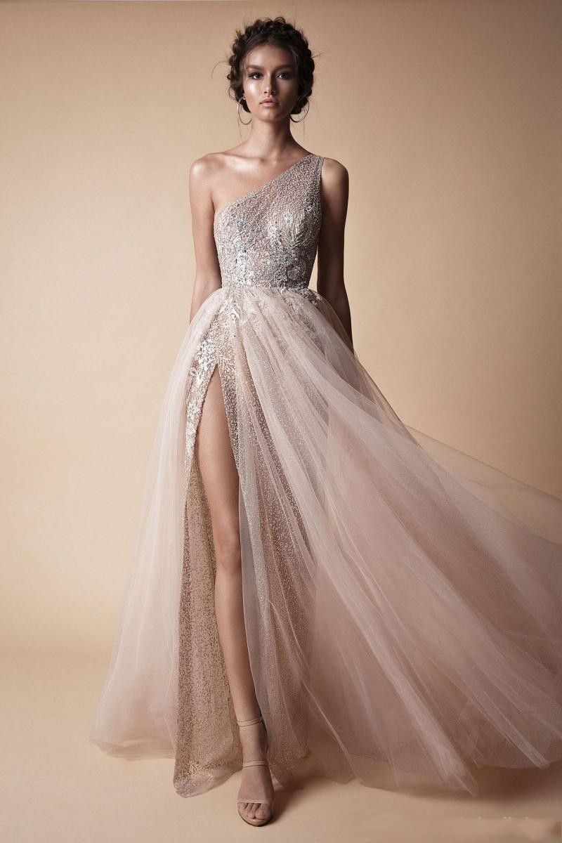 one shoulder evening gowns