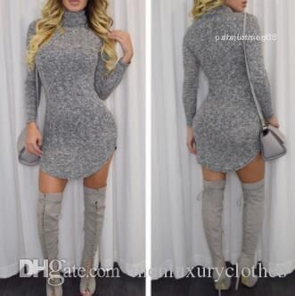 grey turtleneck dress long sleeve