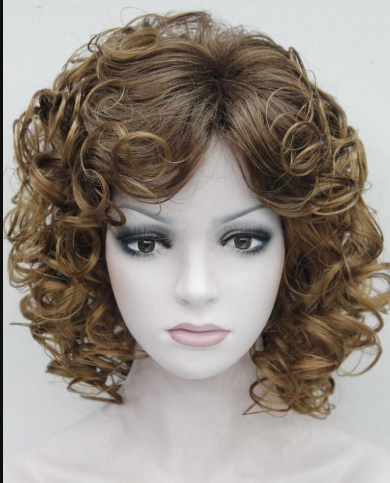 WIG HOT &&& Strawberry Blonde & Auburn Mixed Short Curly Women Ladies