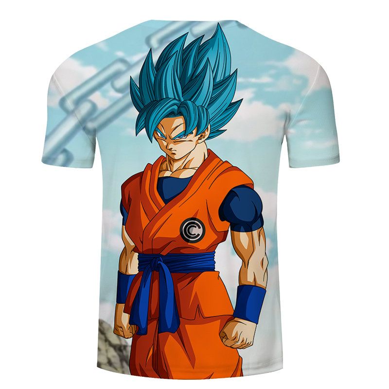 Apretón de puños 3D hombres de dibujos animados Goku manga corta camiseta masculina ocasional del verano Apretón de puños 3D hombres de dibujos animados Goku manga corta camiseta masculina ocasional del verano