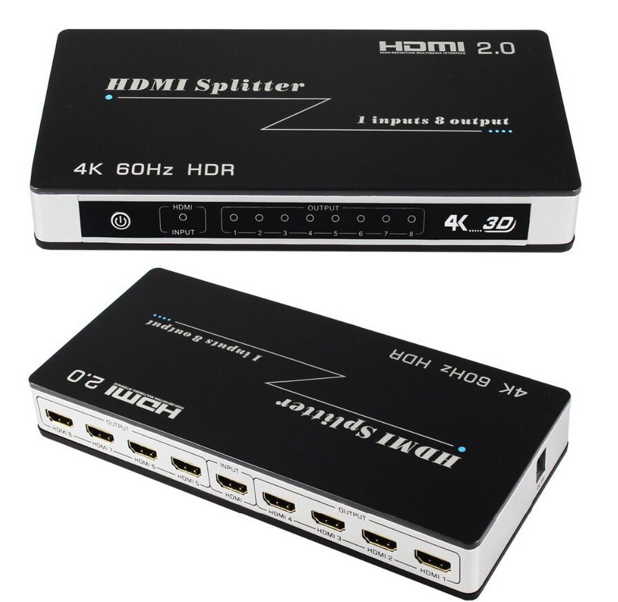 Color Negro Conector HDMI Ligawo 6518706 1 Entrada, 2 Salidas, 3D, Full HD, HDCP, Incluye Cable de Corriente USB de 0,8 m 