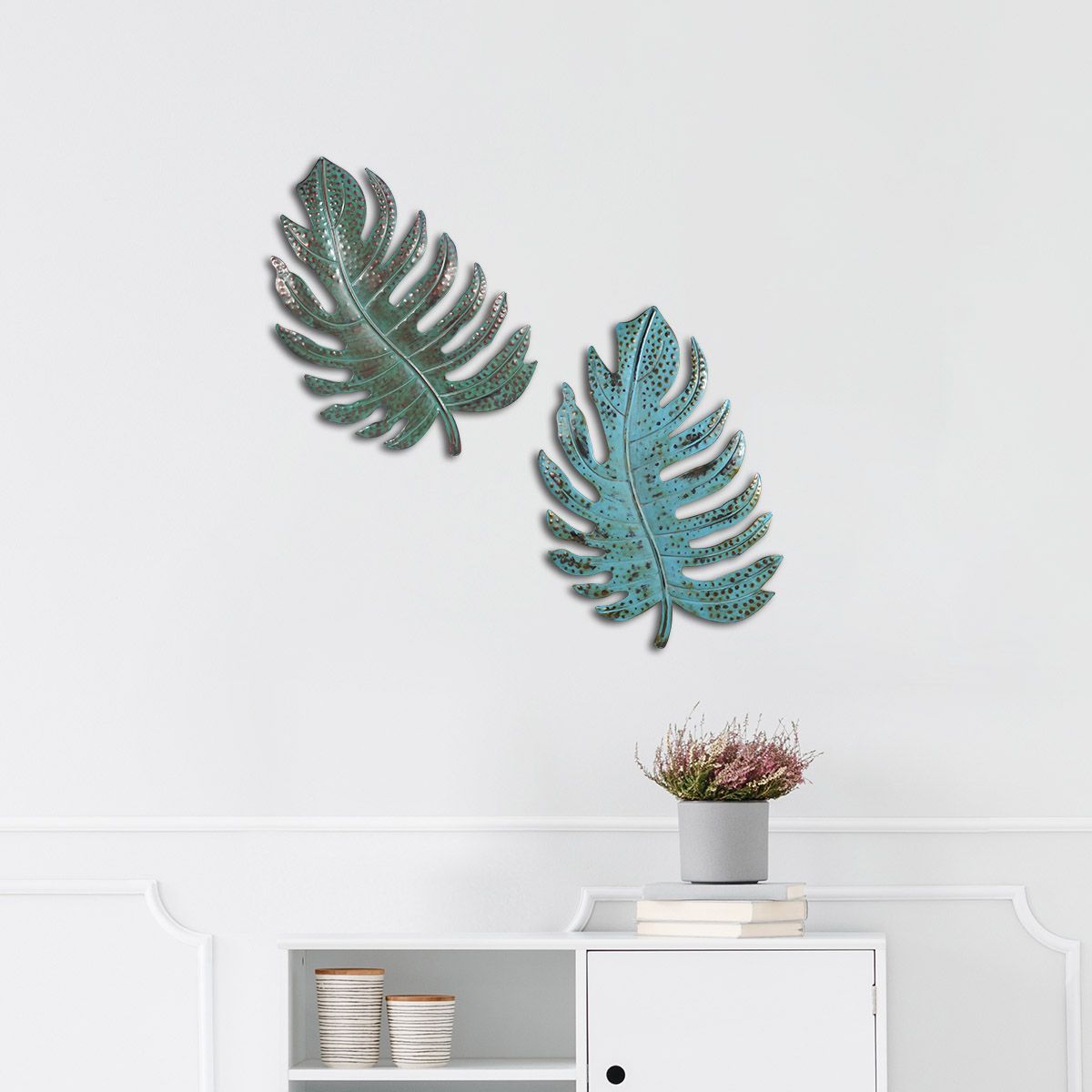 Green Leaf Wall Decor Leaf Metal Wall Art Sculpture Vintage Rustic Home