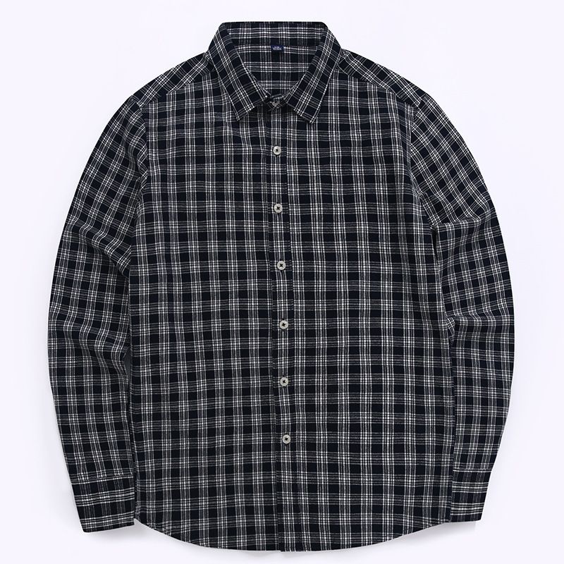 Mens Plaid Shirt Regular Fit Long Sleeve Leisure Button Down Shirts