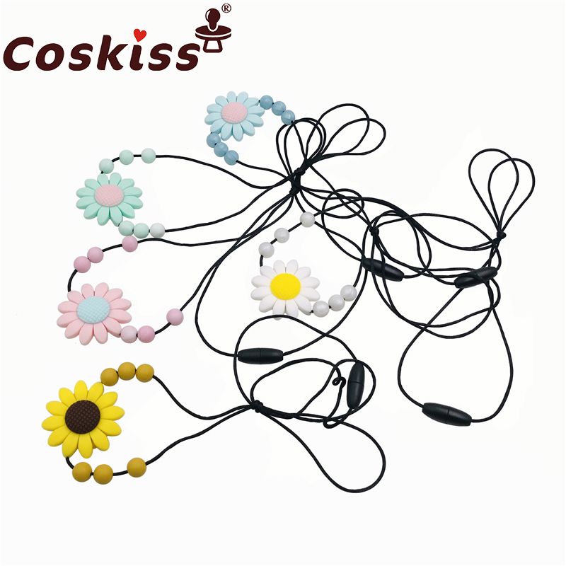 Sunflower Silicone Teether Nursing Mom Necklace Teething Baby Sensory Jewelry