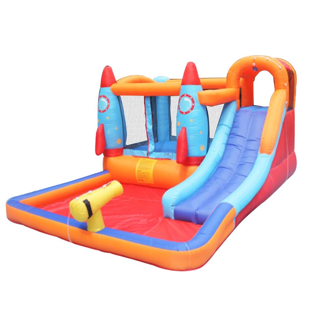 Compre Mejor Pre Venta Inflable Del Agua Toboganes Para Niños Spray Residencial Rocket Inflable Tobogán De Agua Y Piscina Con Agua Pistola De Aire Del Ventilador Y A 307 02 Del Ffinflatable