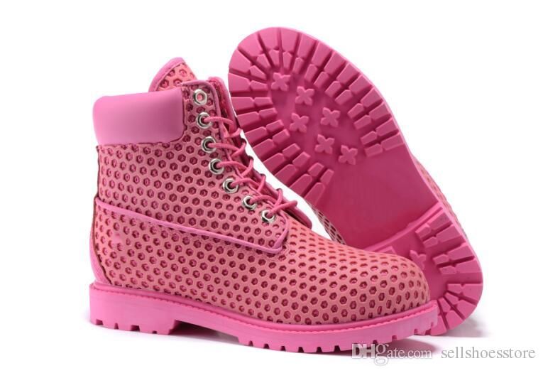 moda las mujeres del descuento de la madera de 6 pulgadas botas de montaña rosa