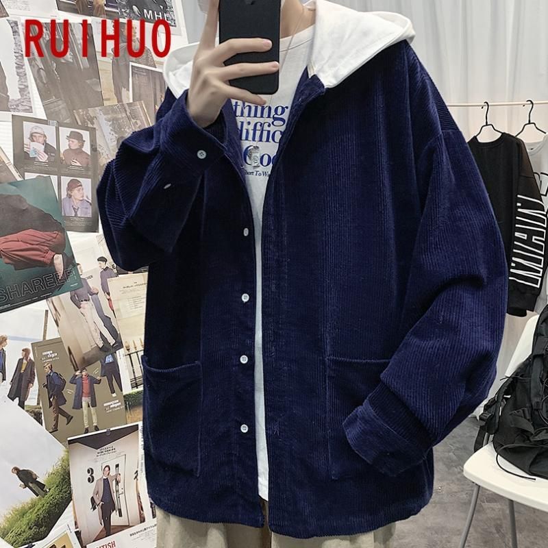 Ruihuo 2020 New Spring Casual Corduroy Jacket Men Coat Brand Slim Fit Windbreaker Hooded Jacket Mens Coats Fashion Outwear M 5xl Coat And Jackets Denim Jackets With Fur From Duixinju 22 41 Dhgate Com