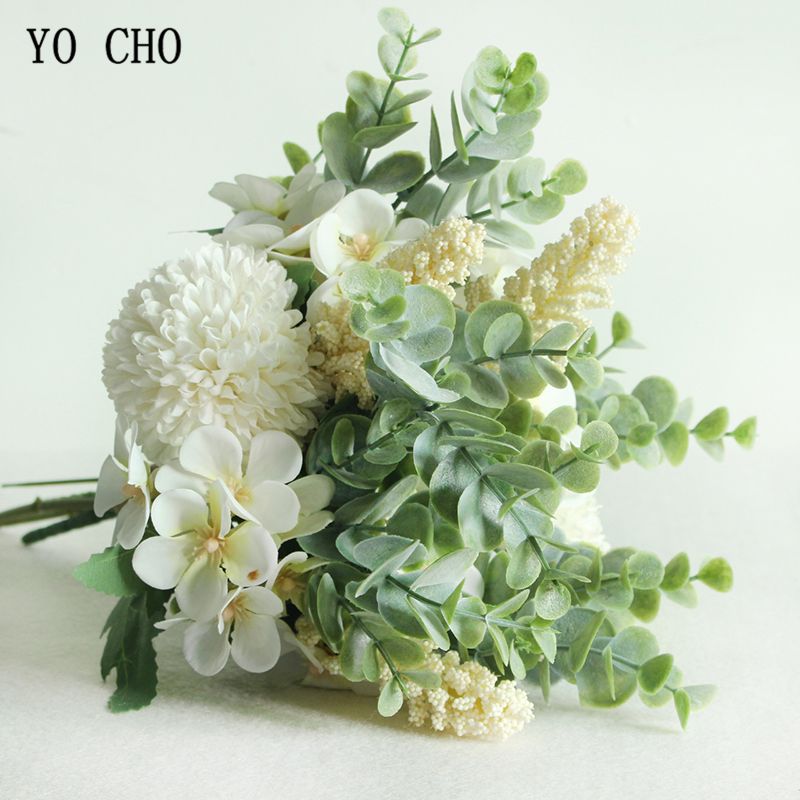 YO CHO azuis Flores brancas artificiais chinês Caranguejo-maçã Início  Wedding Decor Autum flor de seda