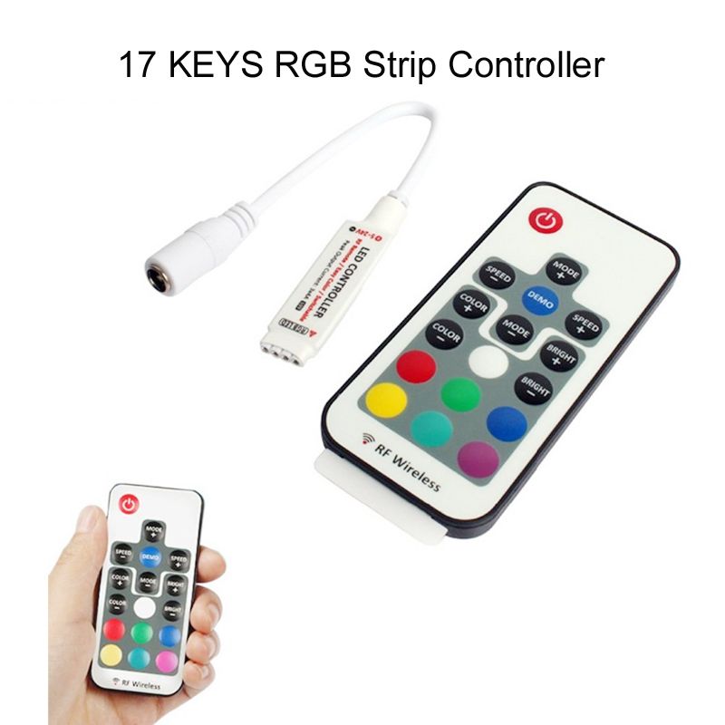 Mini Led RGB Remote Controller DC5-24V 17key RF Wireless Controller with 4pin 