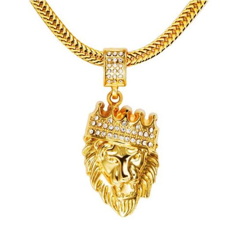 Men's 18K Real Gold Filled Lion Head Pendant Necklace Chain Jewellry 30 /75cm