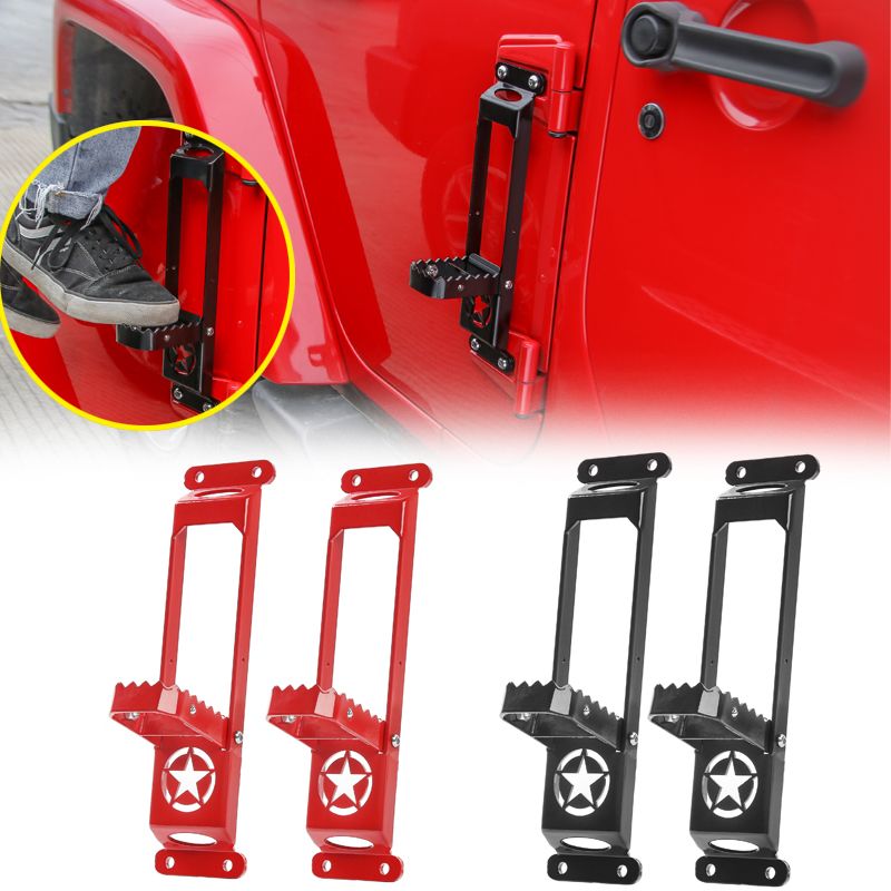Bonbo Steel Front Foot Pegs Rest Pedal Exterior Door Hinge With US Flag for 2007-2020 Jeep Wrangler JK JKU JL JLU(2pcs) Bonbo Steel Front Foot Pegs Rest Pedal Exterior Door Hinge With US Flag for 2007-2020 Jeep Wrangler JK JKU JL JLU(2pcs)