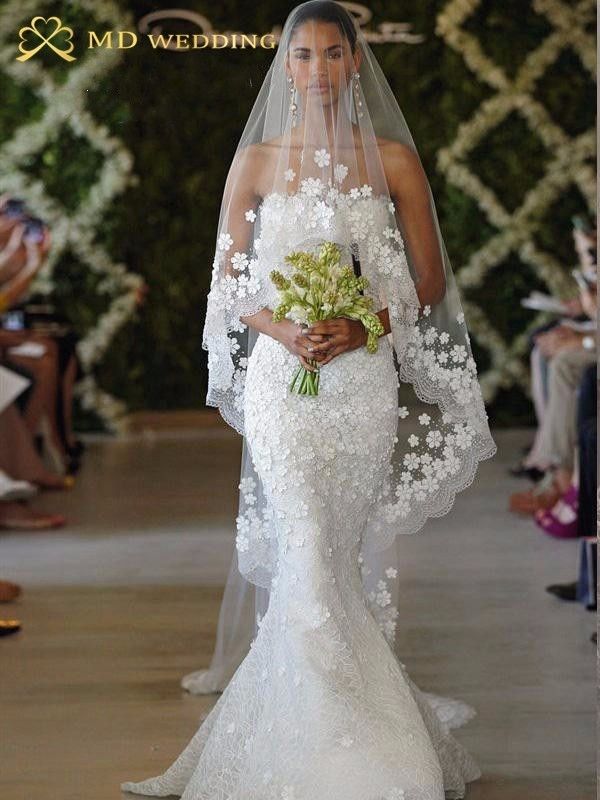 Real Photos White//Ivory Wedding Veil 3m Long Comb Lace Mantilla Bridal Veil Wedding Accessories MD3030