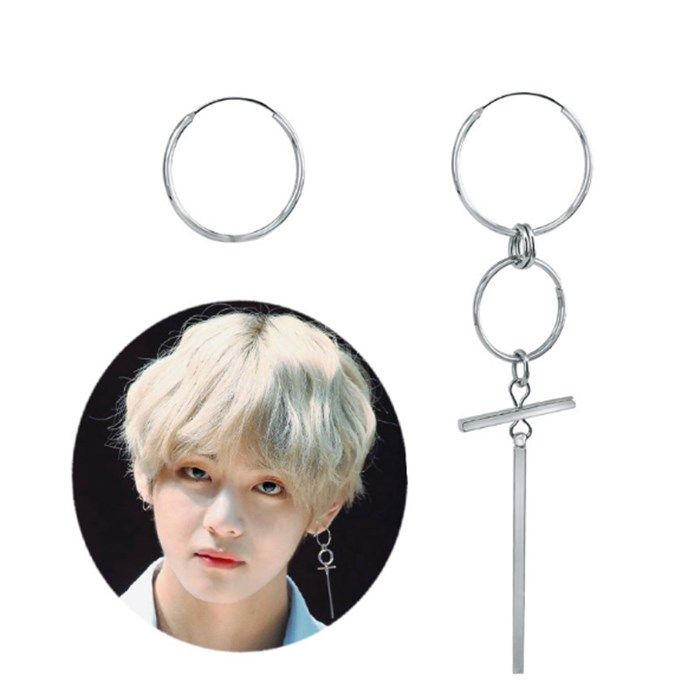 Circle Earrings DNA Korean Fashion Long Men Boys V DNA Stud