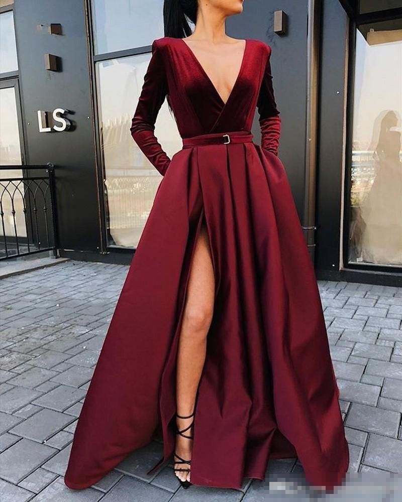 burgundy winter formal dresses
