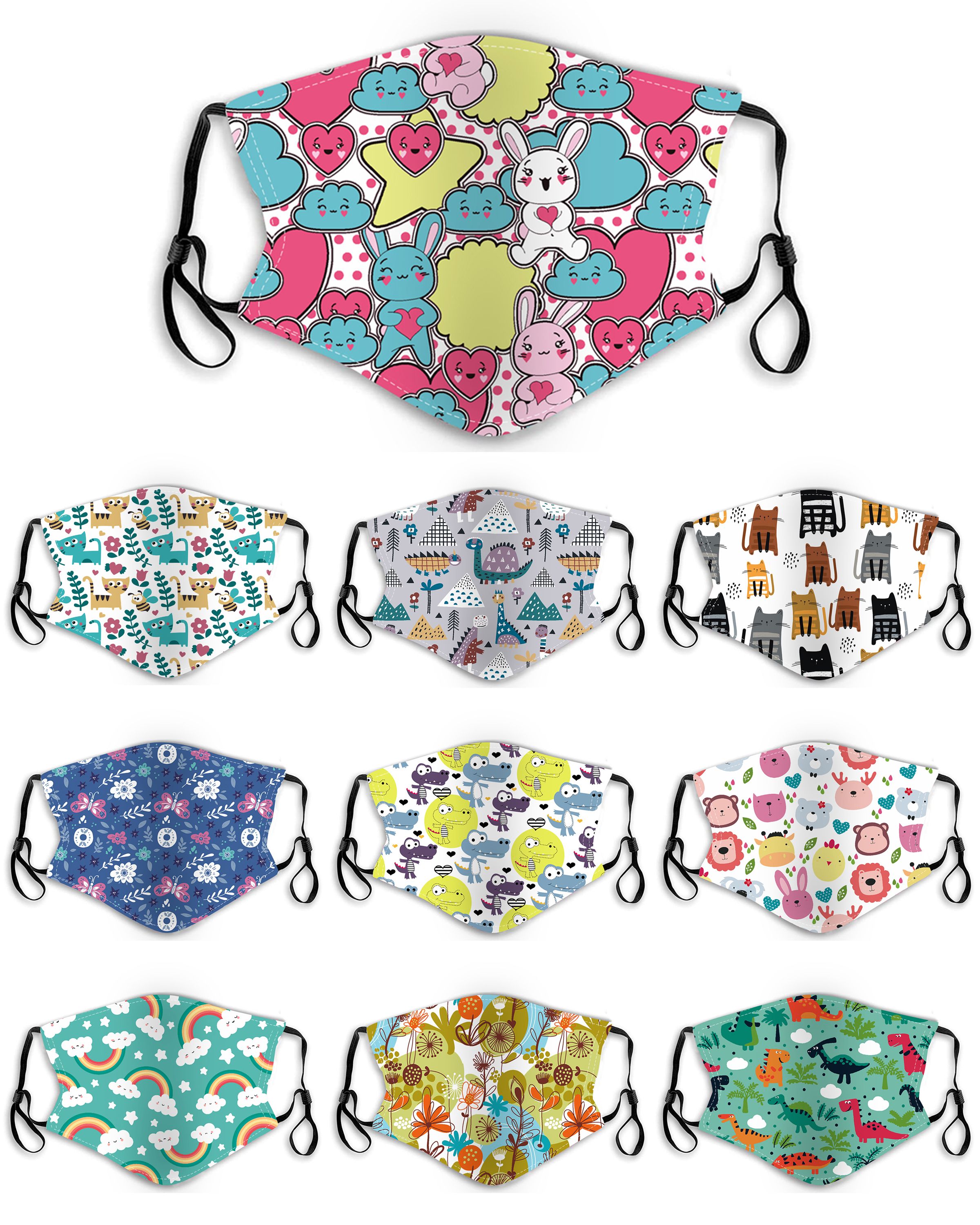 Print Kid Mask Designer Face Masks Cartoon Mouth Face Masks Kids Anti