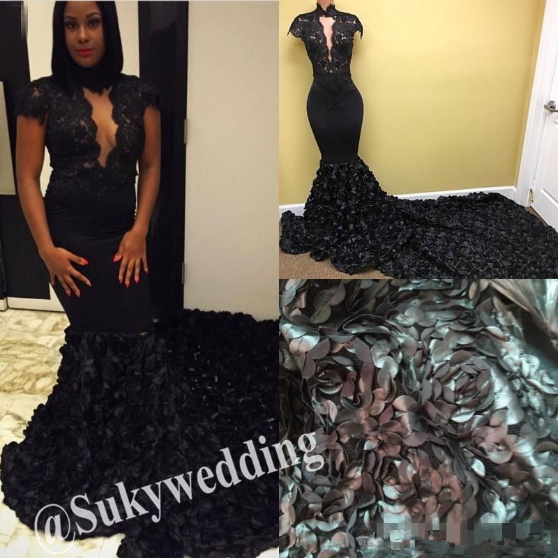 black mermaid gown with train