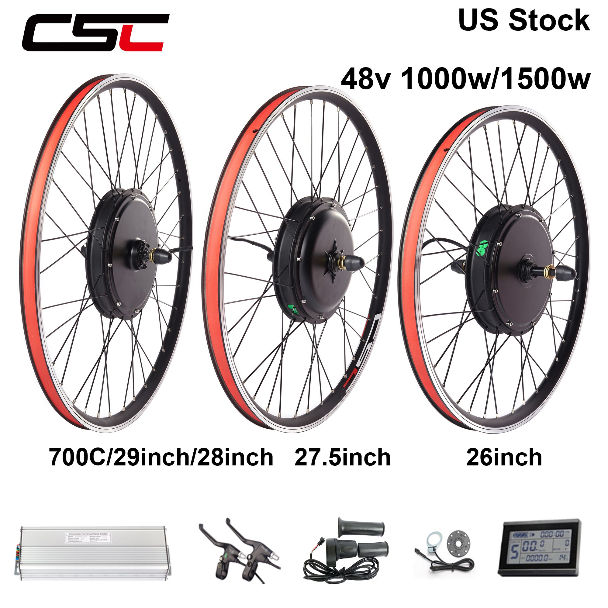Shipping from US 48V 1000W 1500W 27.5/'/' 26 28 29/'/' Electric bike kit Rear wheel