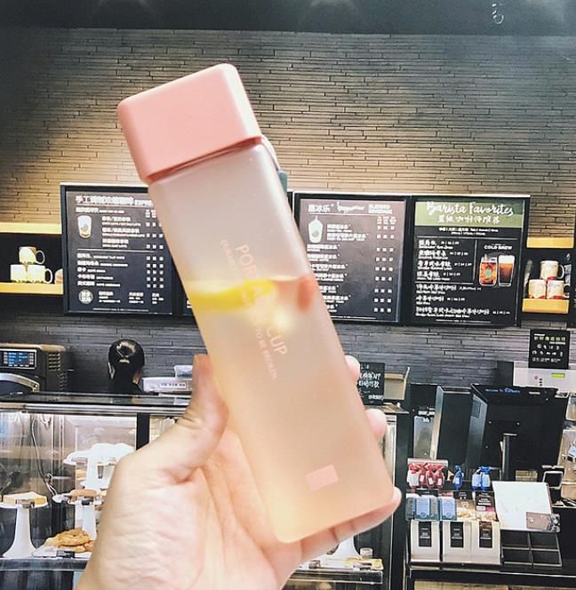 Transparent Square Plastic Water Bottle Portable Leak-proof Outdoor Sport Travel
