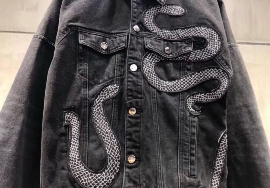 mens black denim jacket ripped
