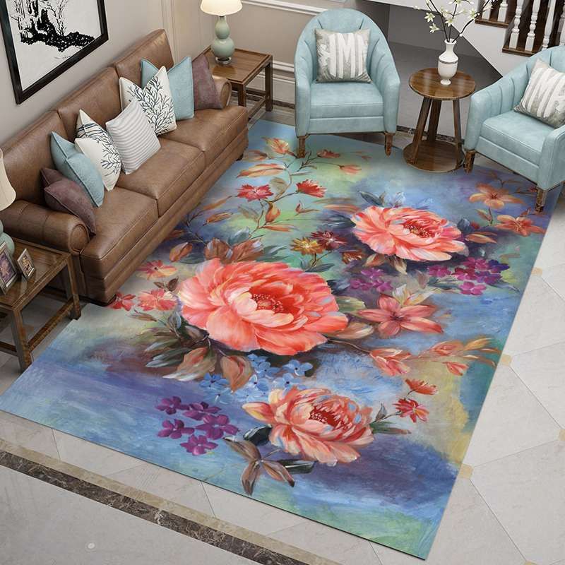 Rug Mat Floor Protecter Living Room Bedroom Area Rugs Carpet 3D Flower Printed