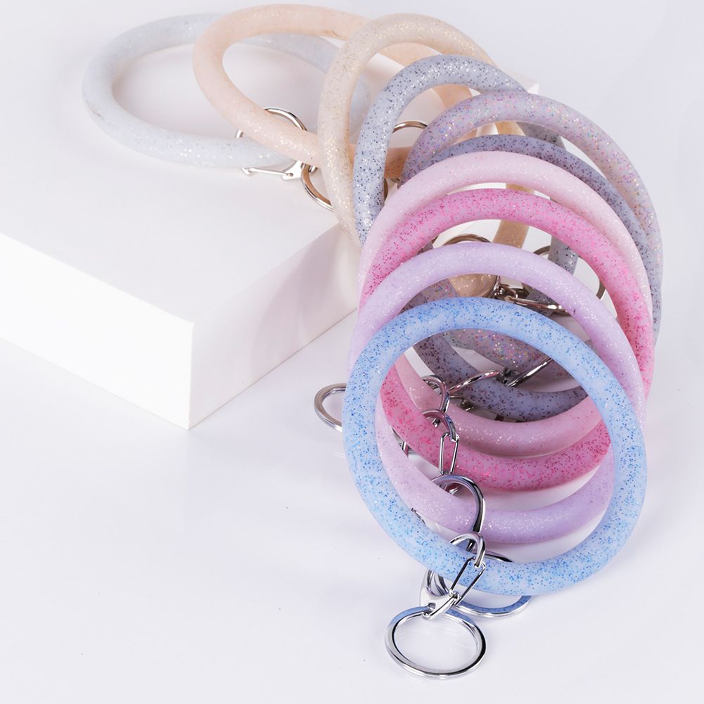 Silicone Wrist Key Ring Fashion Glitter Bracelet Sports Keychain