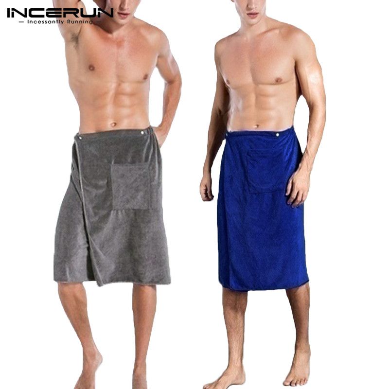 2021 INCERUN Men Soft Bathrobe Comfortable Homewear Solid Color Men