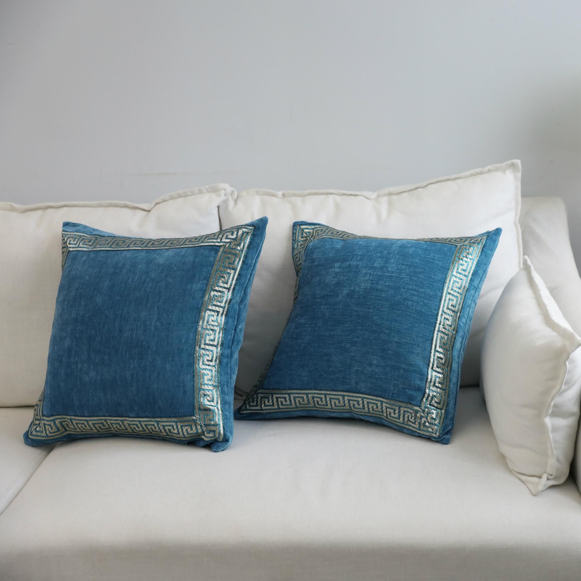 Cushion Luxury Pillows Cover Cushions High Grade Solid Color Suede