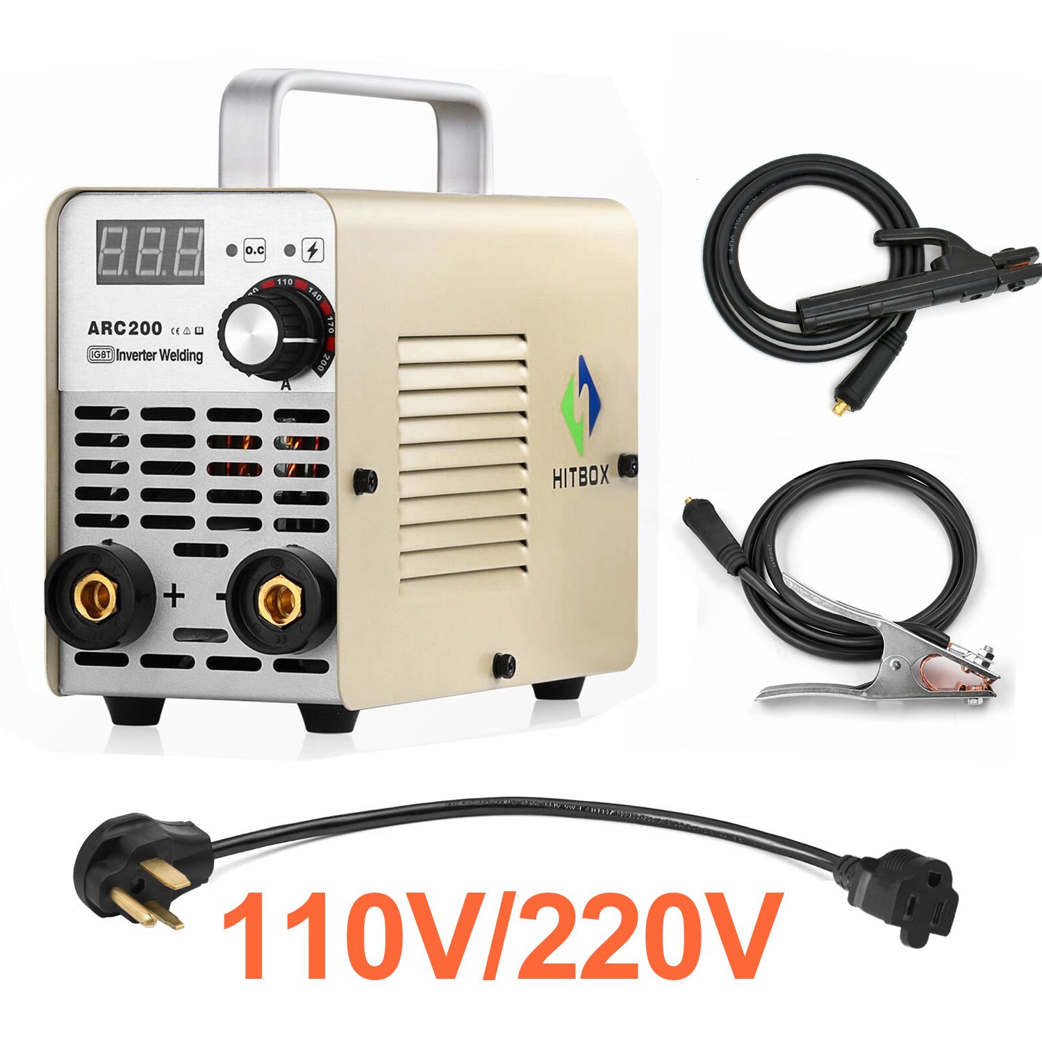Compra HitBox MMA SOLDADORES 110 / 220V Voltaje Dual De Doble Voltaje 200a  ARC Welder Máquina De Soldadura Mini Mini Portátil Rodilla De Soldadura  Palillo Con Soporte De Electrodo Adaptador De Cables