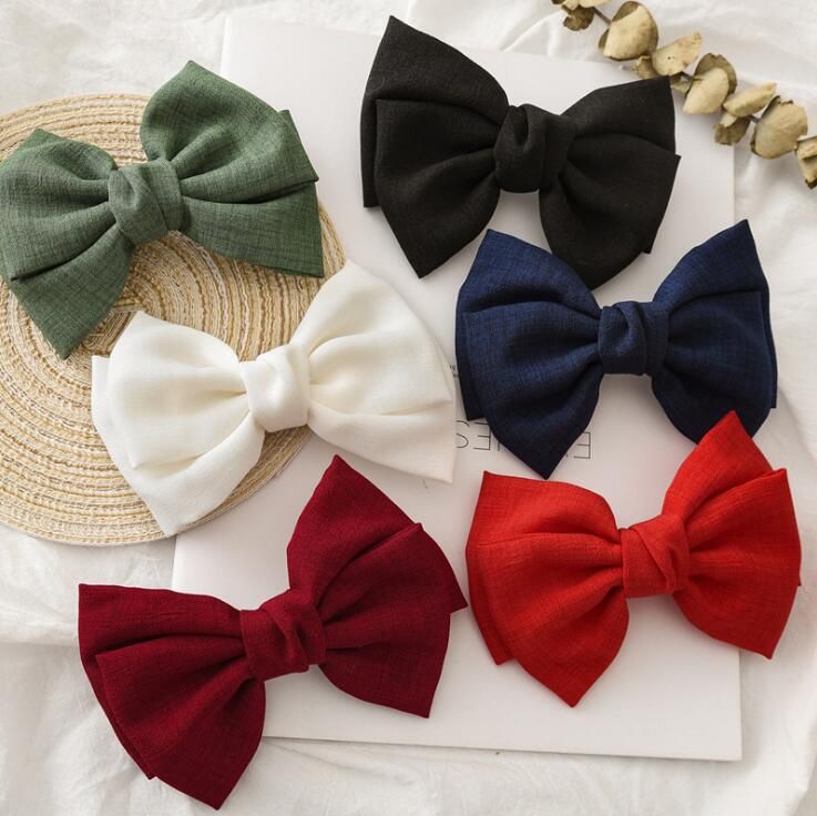 2019 Vintage Linen Barrettes 2 Level Big Large Bow Hair Clip