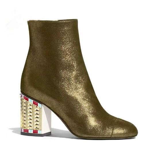 gold leather boots womens